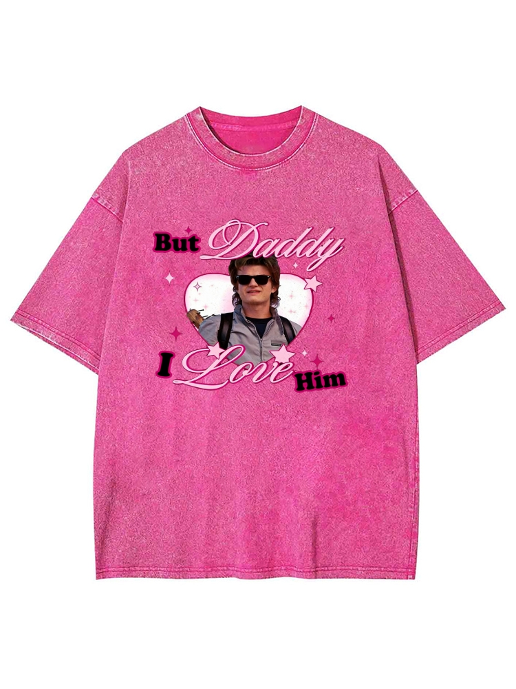 Custom Daddy I Love Him Y2K Washed Tee