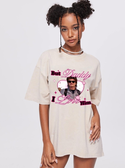 Custom Daddy I Love Him Y2K Washed Tee