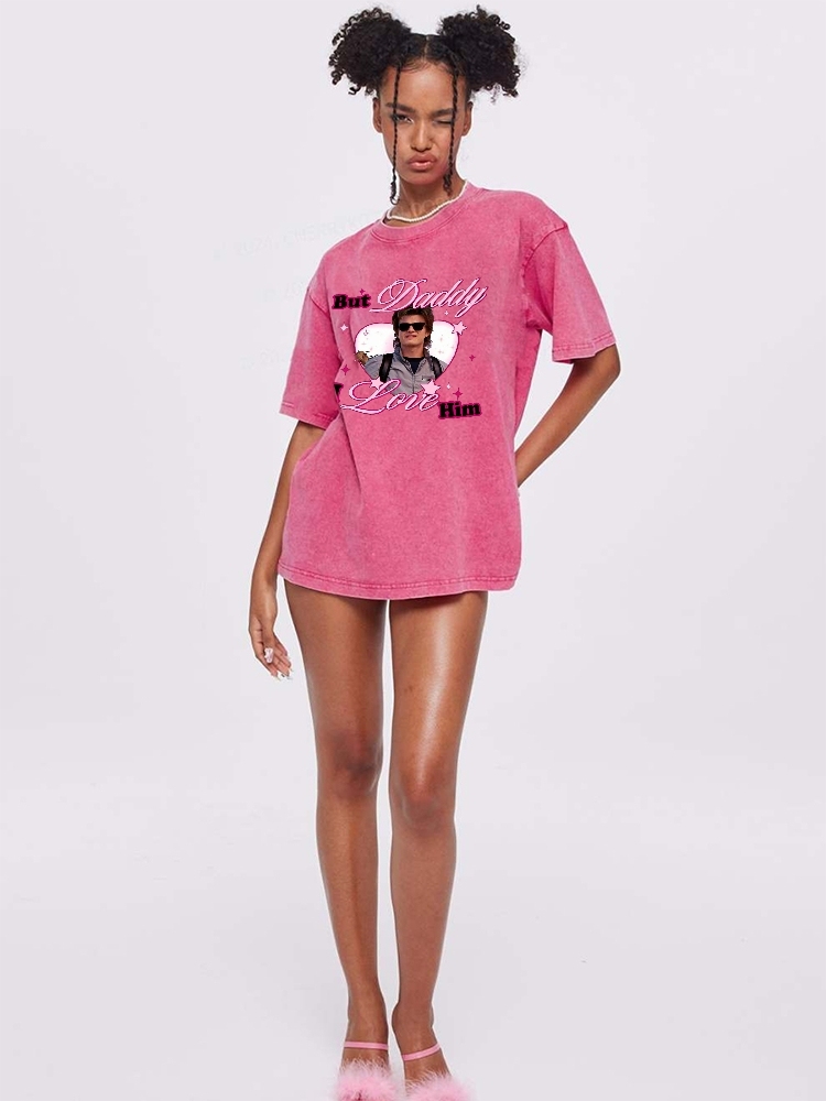 Custom Daddy I Love Him Y2K Washed Tee