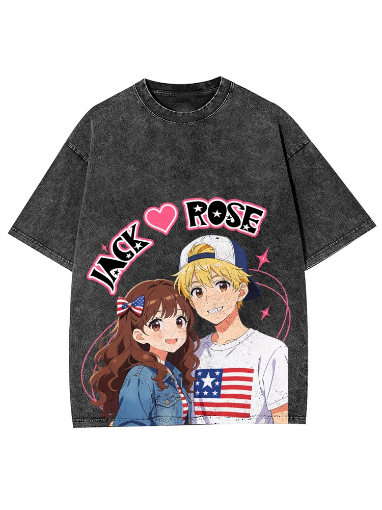 Unisex Customized Name For Couples Printed Washed Tee