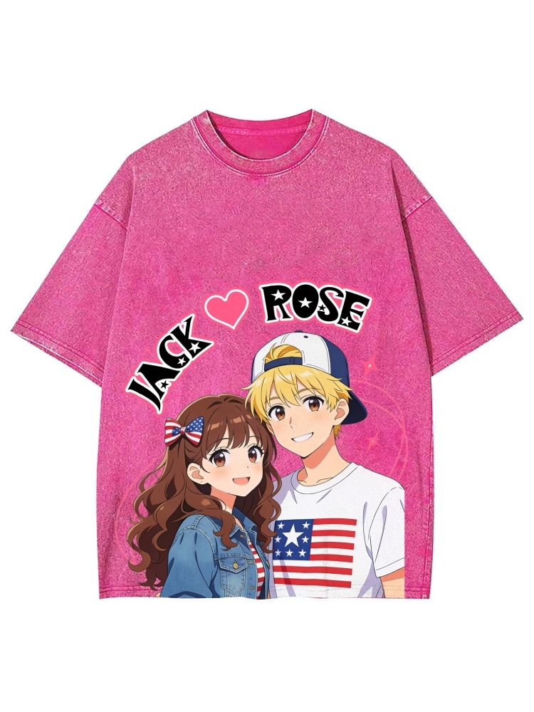 Unisex Customized Name For Couples Printed Washed Tee