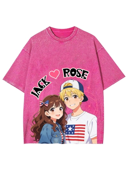 Unisex Customized Name For Couples Printed Washed Tee