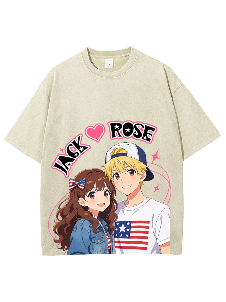 Unisex Customized Name For Couples Printed Washed Tee