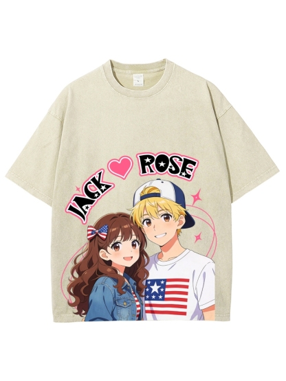 Unisex Customized Name For Couples Printed Washed Tee