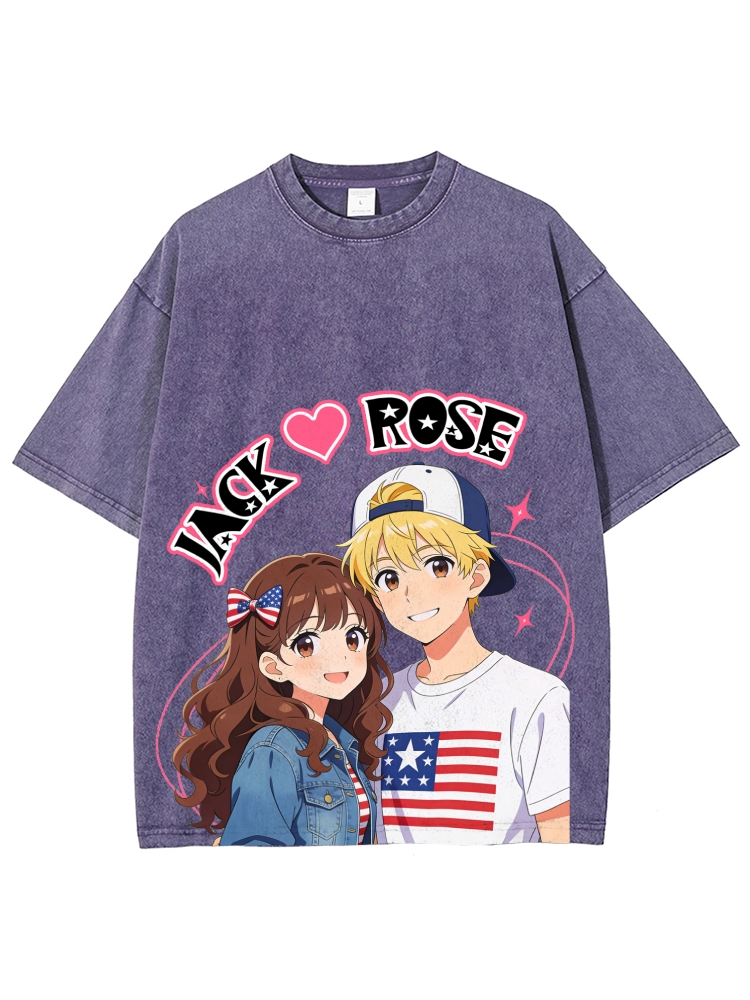 Unisex Customized Name For Couples Printed Washed Tee