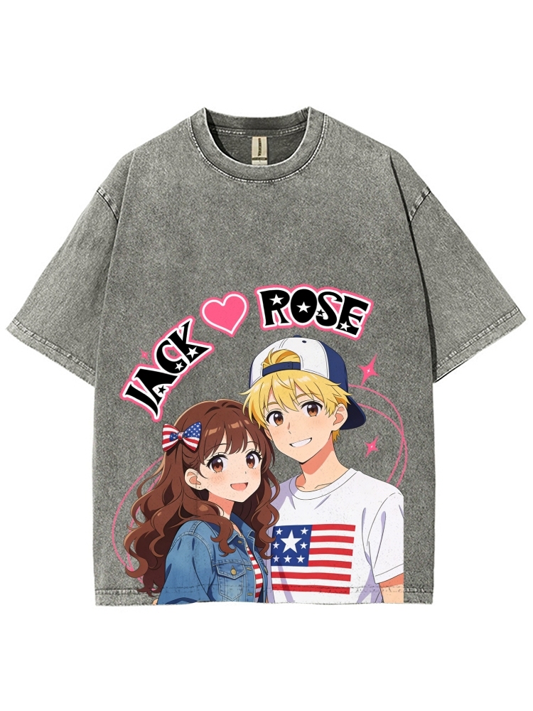 Unisex Customized Name For Couples Printed Washed Tee