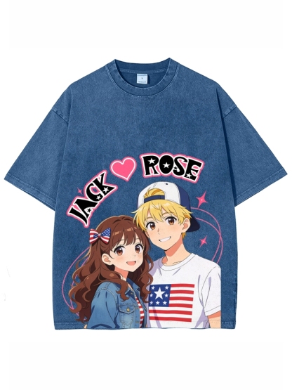 Unisex Customized Name For Couples Printed Washed Tee