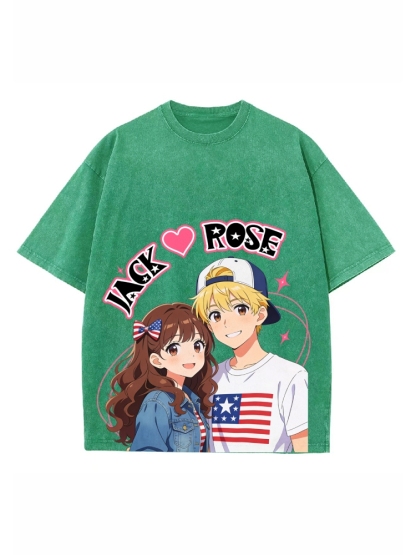 Unisex Customized Name For Couples Printed Washed Tee