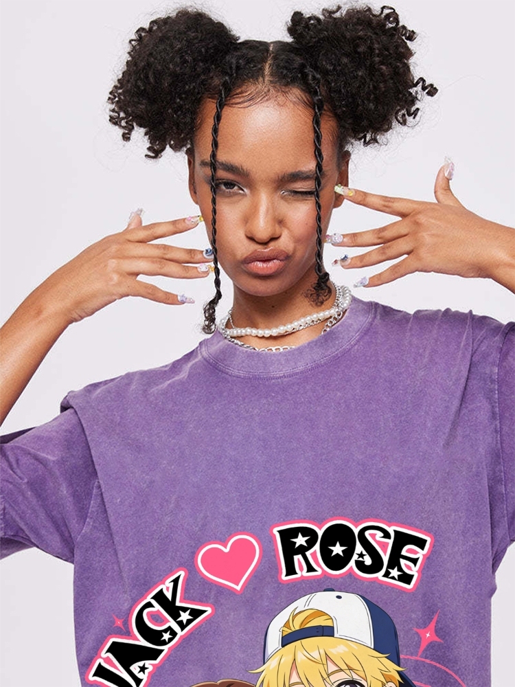 Unisex Customized Name For Couples Printed Washed Tee