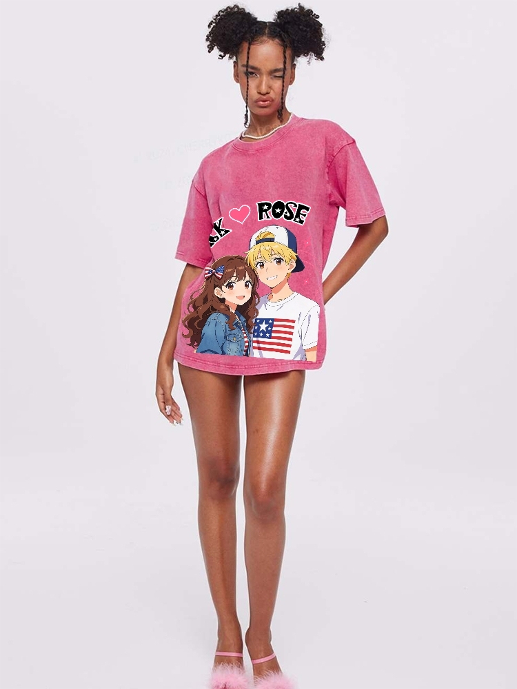 Unisex Customized Name For Couples Printed Washed Tee