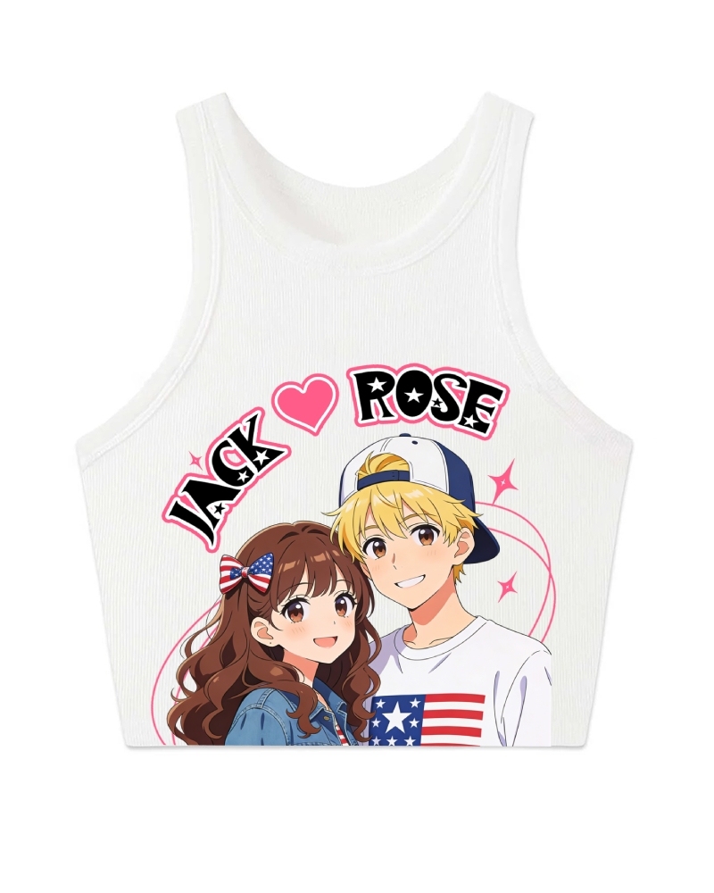 Unisex Customized For Couples Printed Washed Tee Tank Top