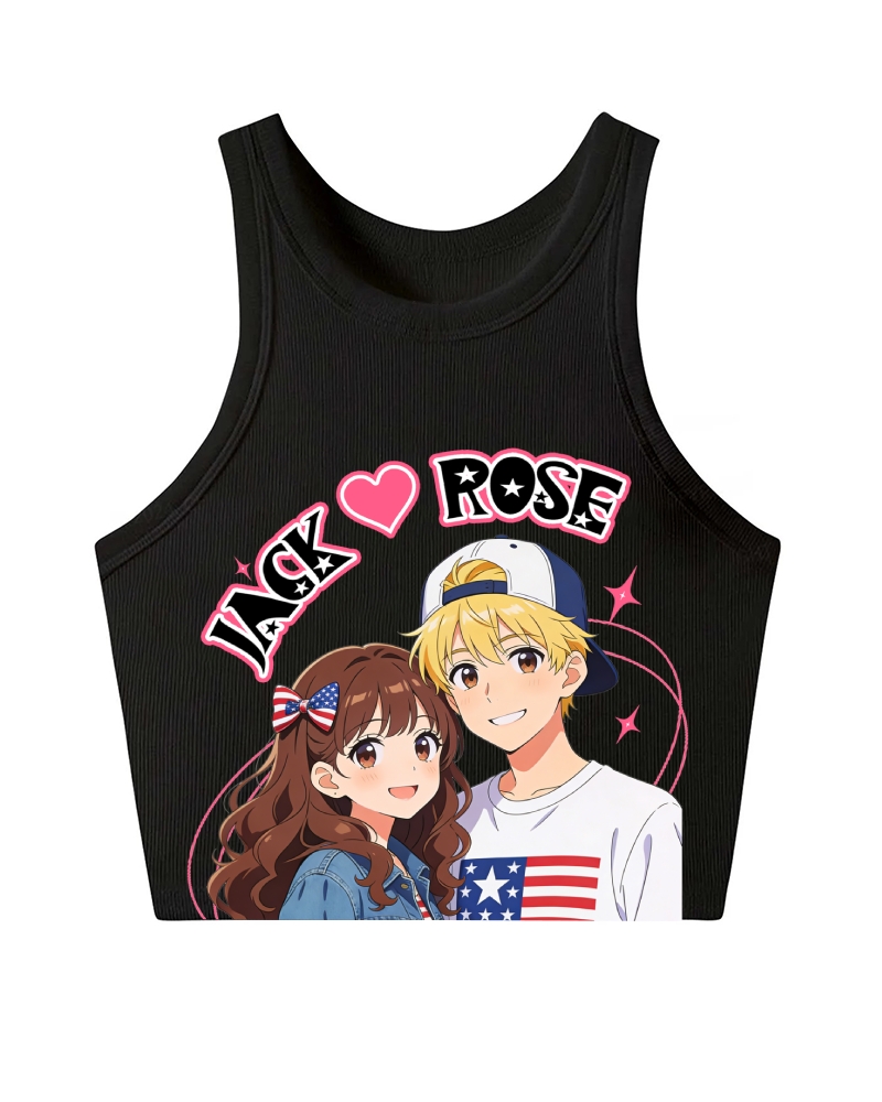 Unisex Customized For Couples Printed Washed Tee  Tank Top