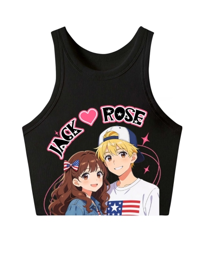 Unisex Customized For Couples Printed Washed Tee  Tank Top