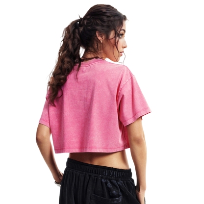 Unisex Customized Name For Couples Washed Cropped T-Shirt