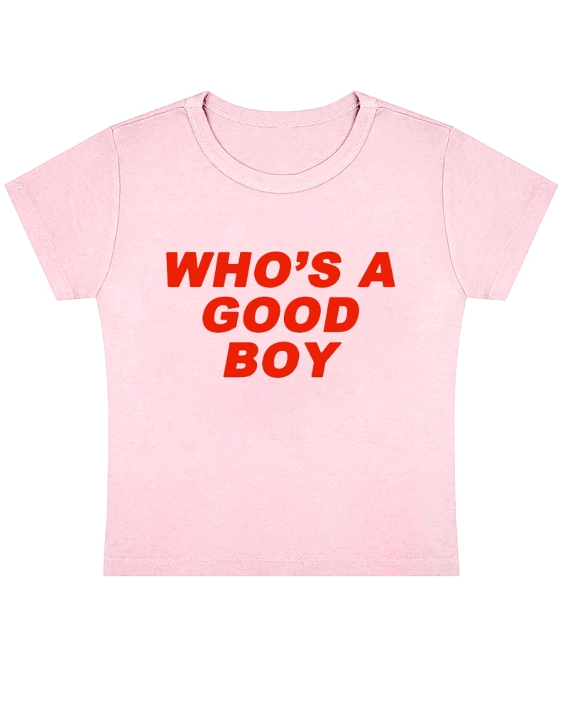 Who's A Good Boy Y2K Baby Tee