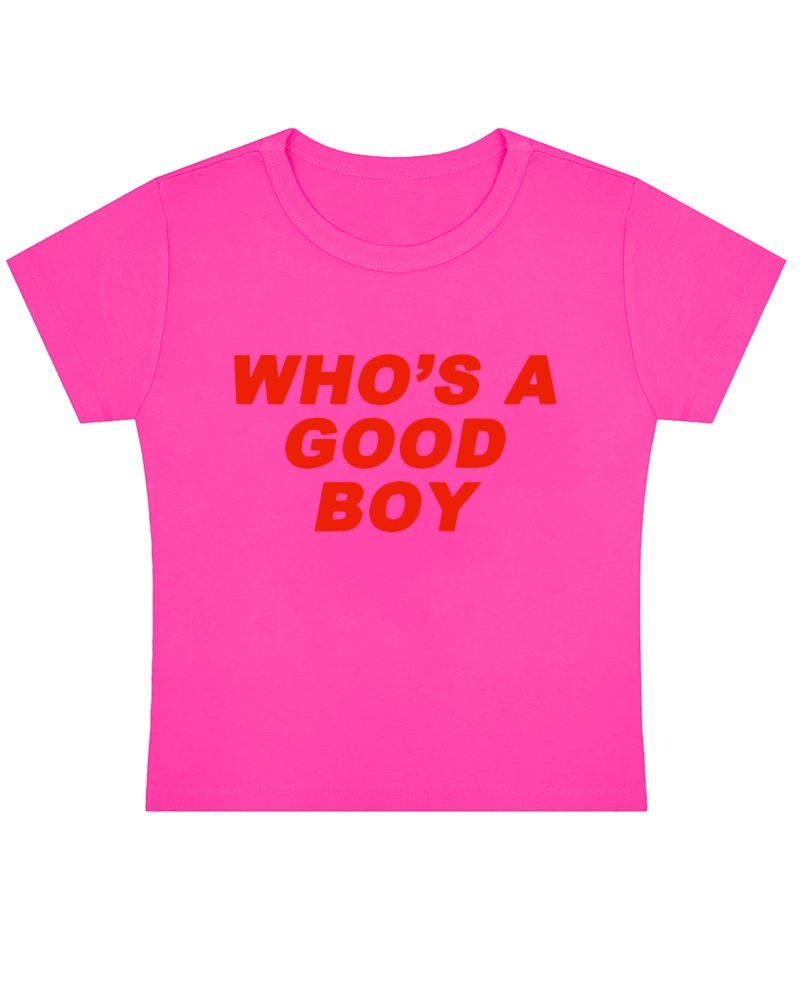 Who's A Good Boy Y2K Baby Tee