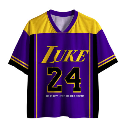 Luke 24 He Is Risen Purple Christian Mesh Jersey