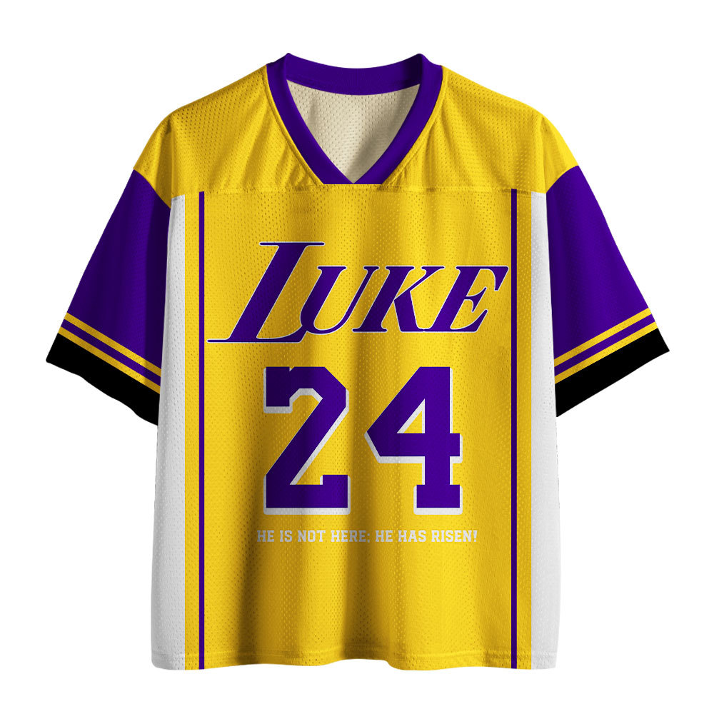 Luke 24 He Is Rizzin Yellow Christian Mesh Jersey