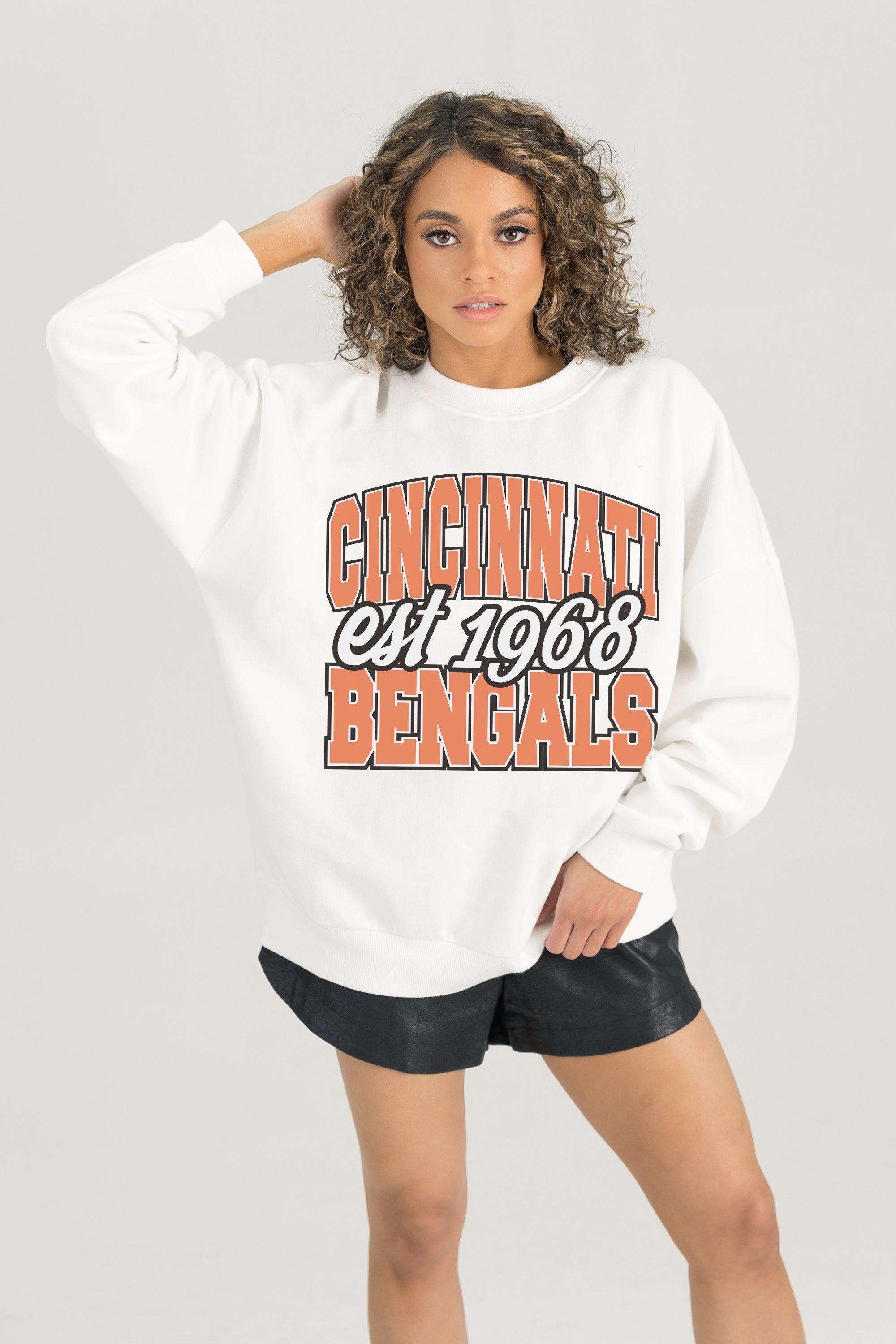 CINCINNATI BENGALS FADED FORMATION PREMIUM FLEECE CREWNECK Sweatshirt