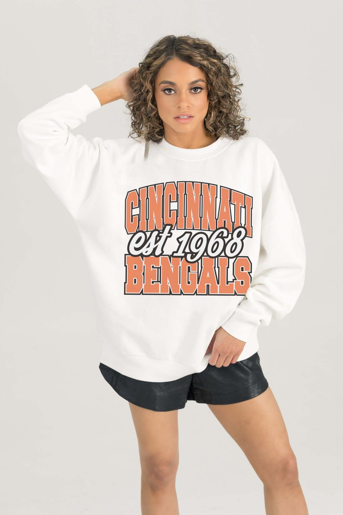 CINCINNATI BENGALS FADED FORMATION PREMIUM FLEECE CREWNECK Sweatshirt
