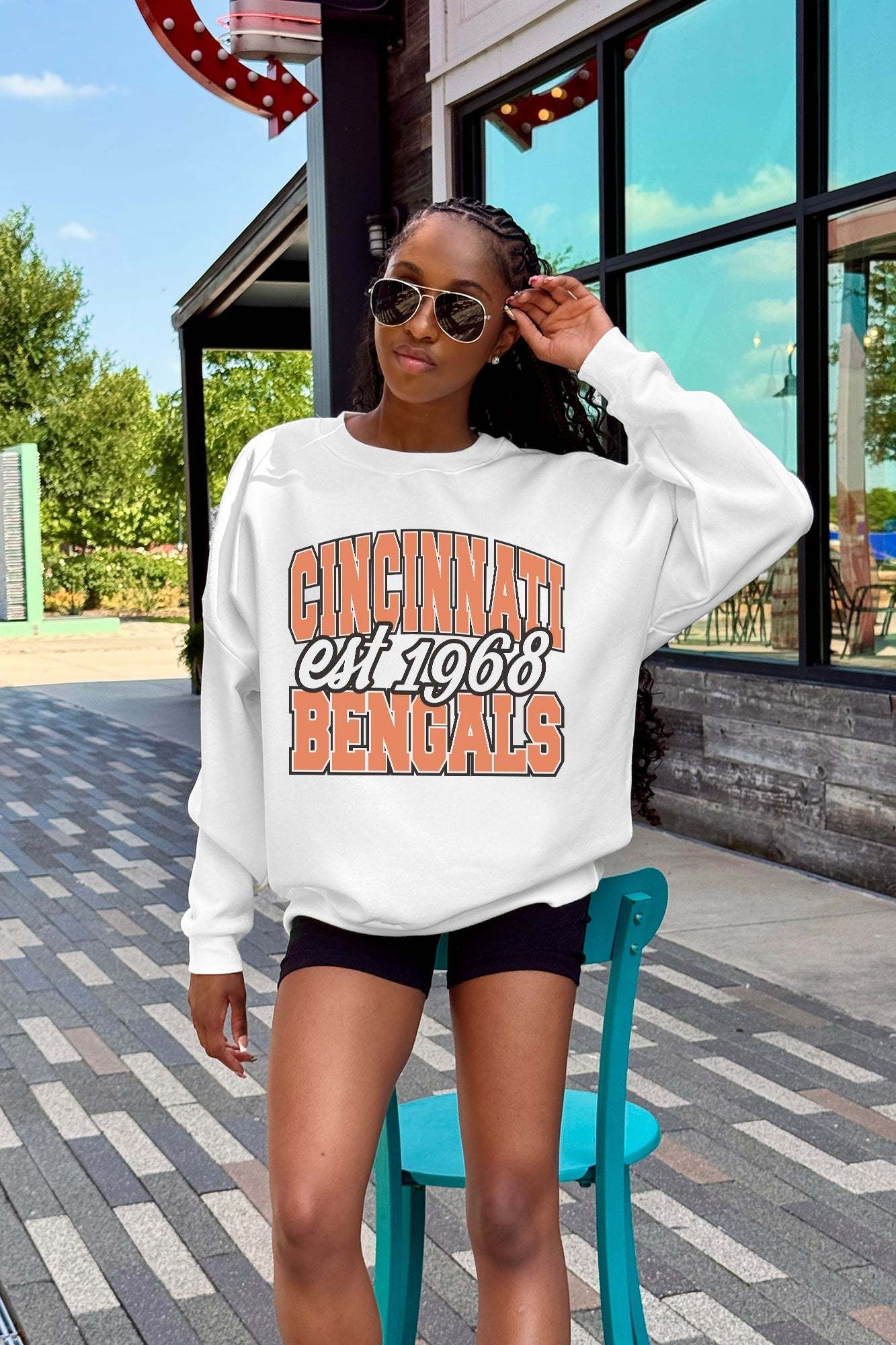 CINCINNATI BENGALS FADED FORMATION PREMIUM FLEECE CREWNECK Sweatshirt