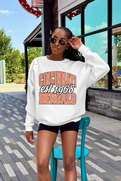 CINCINNATI BENGALS FADED FORMATION PREMIUM FLEECE CREWNECK Sweatshirt