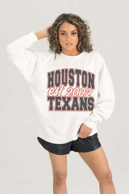 HOUSTON TEXANS FADED FORMATION PREMIUM FLEECE CREWNECK Sweatshirt