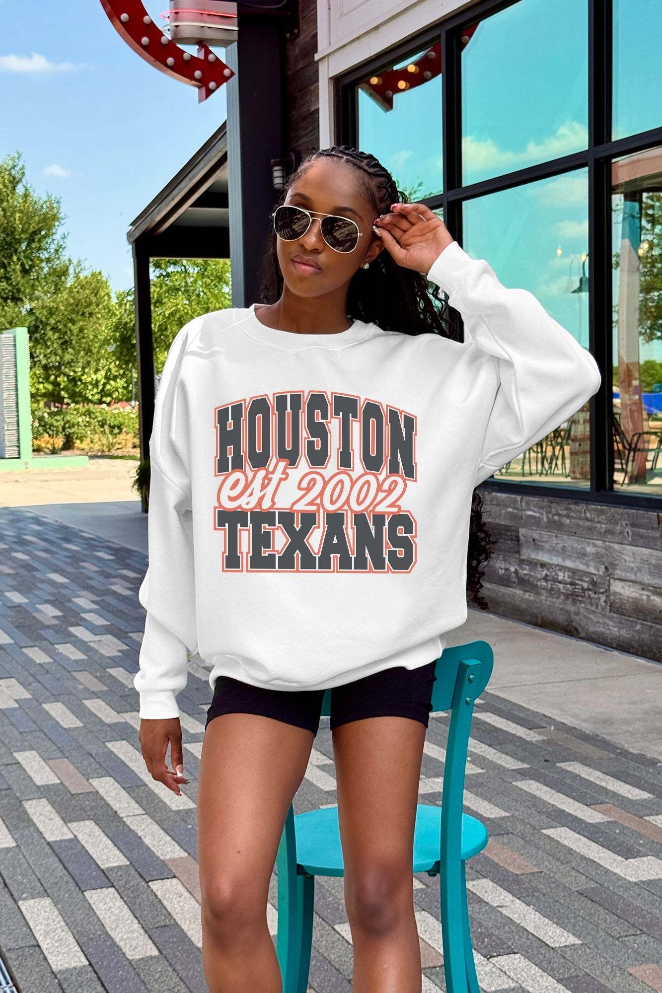 HOUSTON TEXANS FADED FORMATION PREMIUM FLEECE CREWNECK Sweatshirt