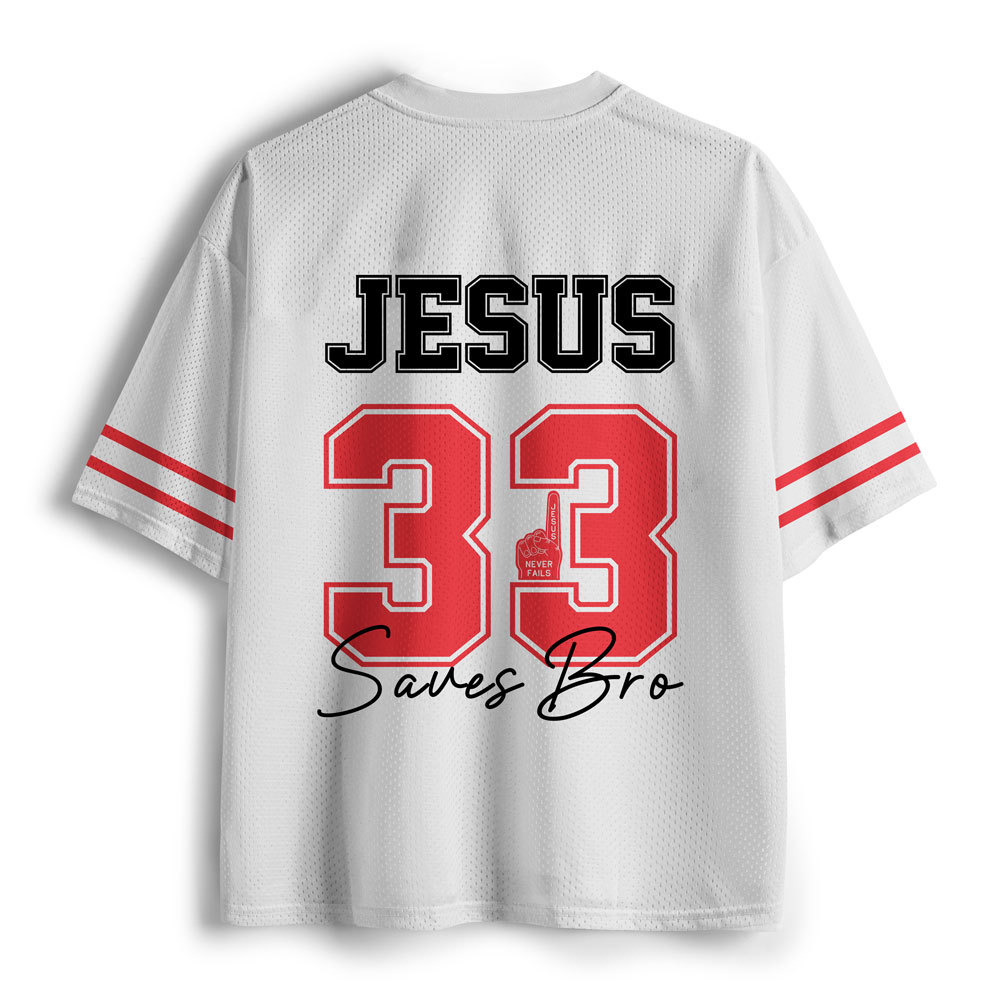 Jesus 33 White Christian Mesh Jersey