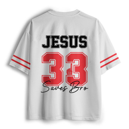 Jesus 33 White Christian Mesh Jersey