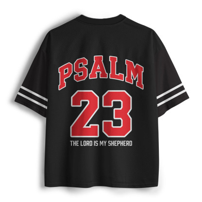 Psalm 23 The Lord Is My Shepherd Black Christian Mesh Jersey