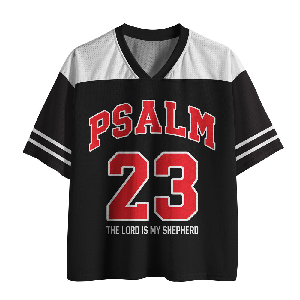 Psalm 23 The Lord Is My Shepherd Black Christian Mesh Jersey