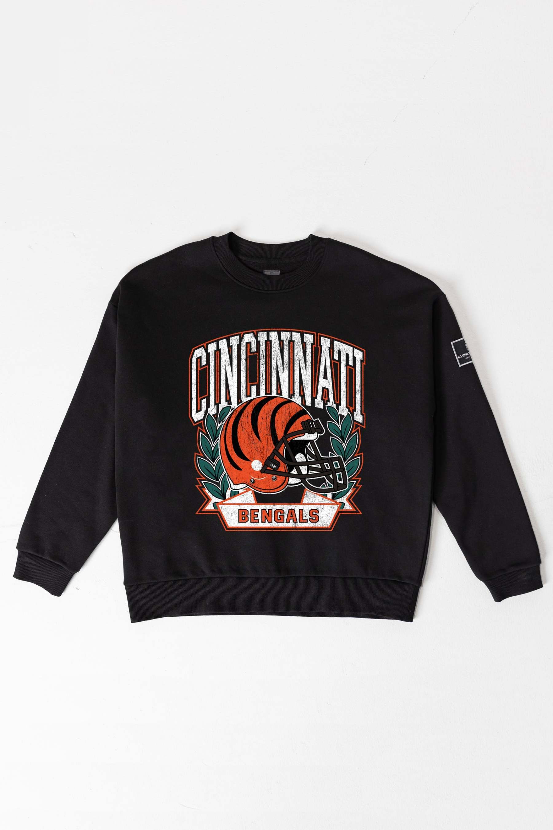 CINCINNATI BENGALS VICTORY LANE BLACK LABEL PREMIUM FLEECE CREW SWEATSHIRT