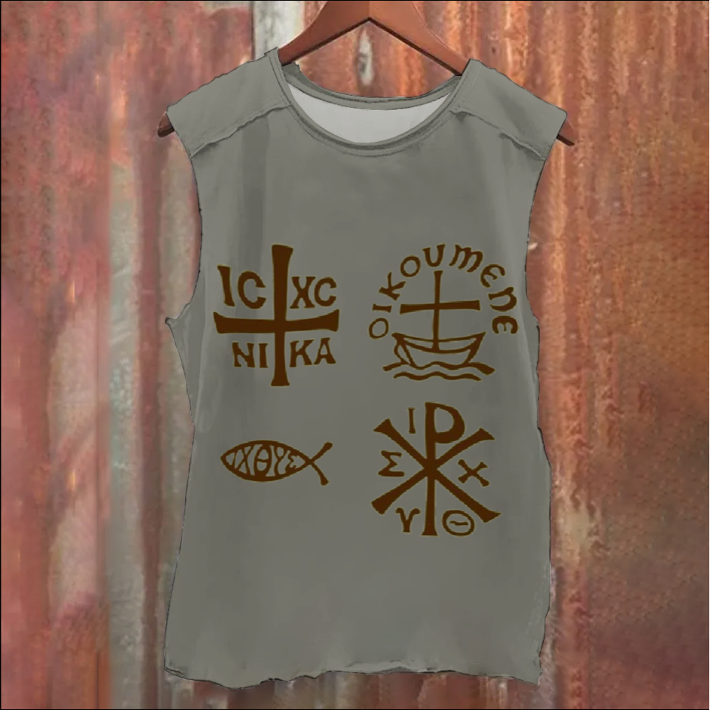 Ancient Christian Symbols Vintage Washed Tank Top