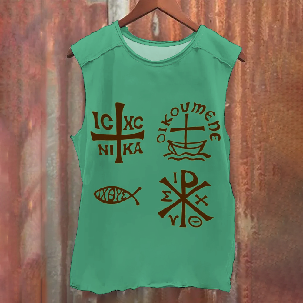 Ancient Christian Symbols Vintage Washed Tank Top
