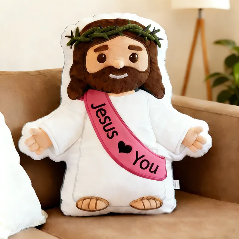 Personalized Jesus Pillow with Custom Name Home Decor Religious Gift Faith Gift for Christians