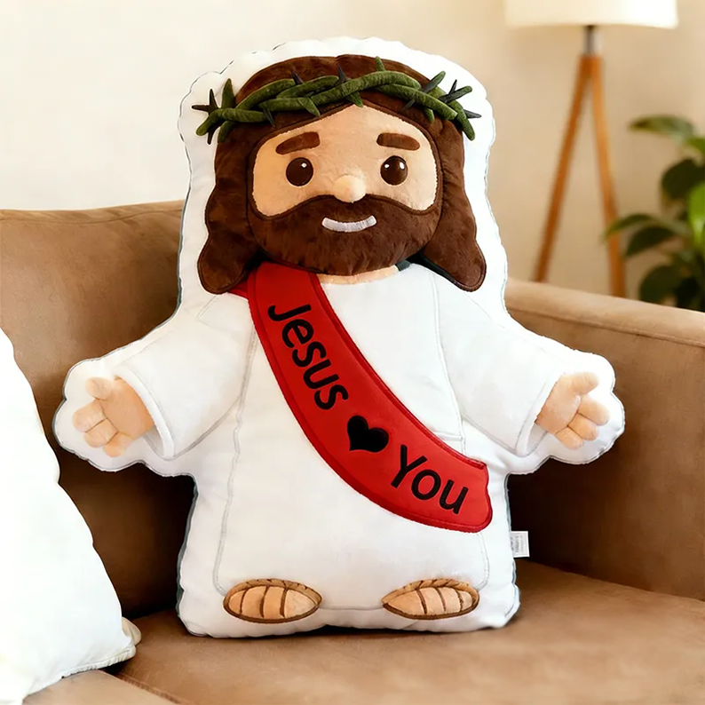 Personalized Jesus Pillow with Custom Name Home Decor Religious Gift Faith Gift for Christians