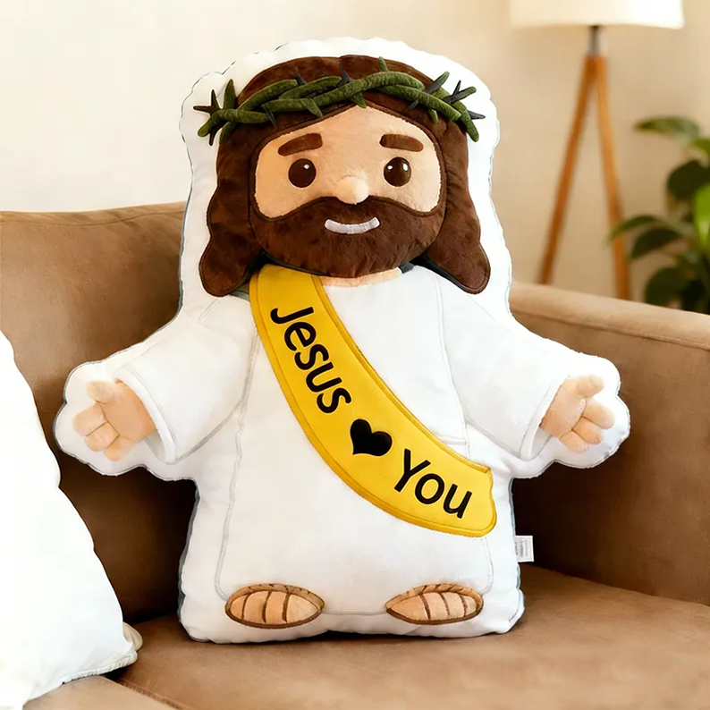 Personalized Jesus Pillow with Custom Name Home Decor Religious Gift Faith Gift for Christians