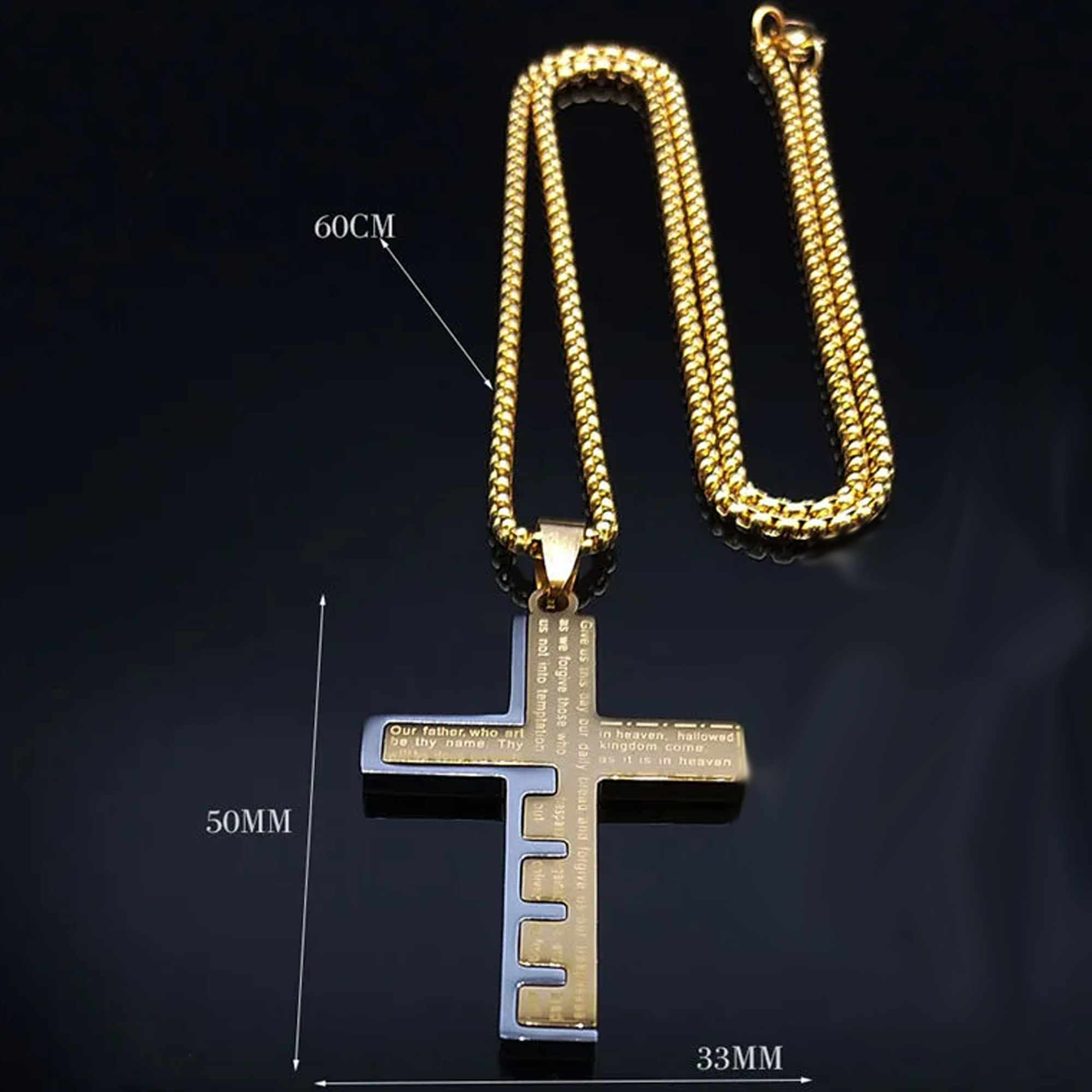 925 Silver Gold Plated Bible Cross Necklace