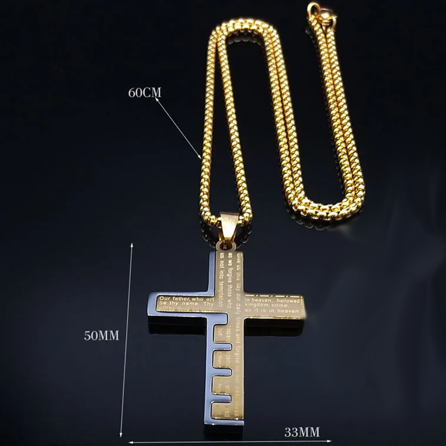 925 Silver Gold Plated Bible Cross Necklace