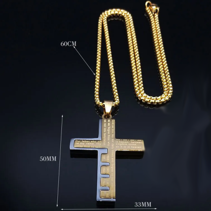 925 Silver Gold Plated Bible Cross Necklace