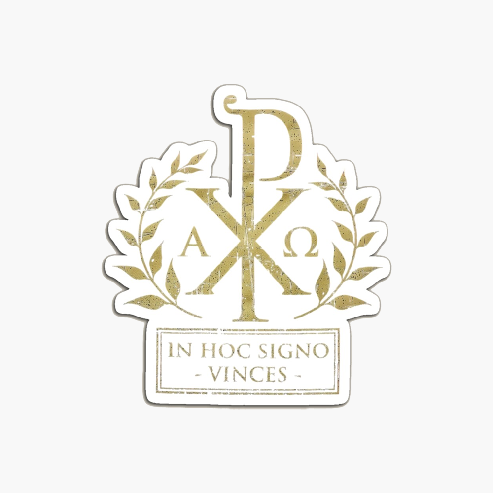 Pax Christi Jesus Christ In hoc signo vinces Chi Rho Sticker
