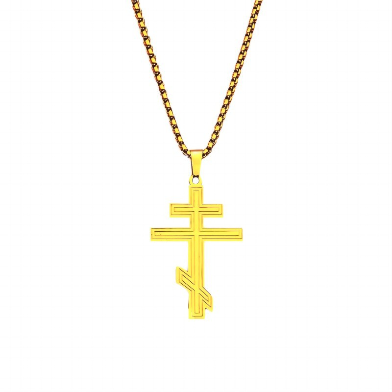 Orthodox Byzantine Titanium Steel Cross Necklace
