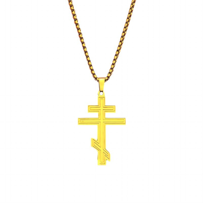 Orthodox Byzantine Titanium Steel Cross Necklace