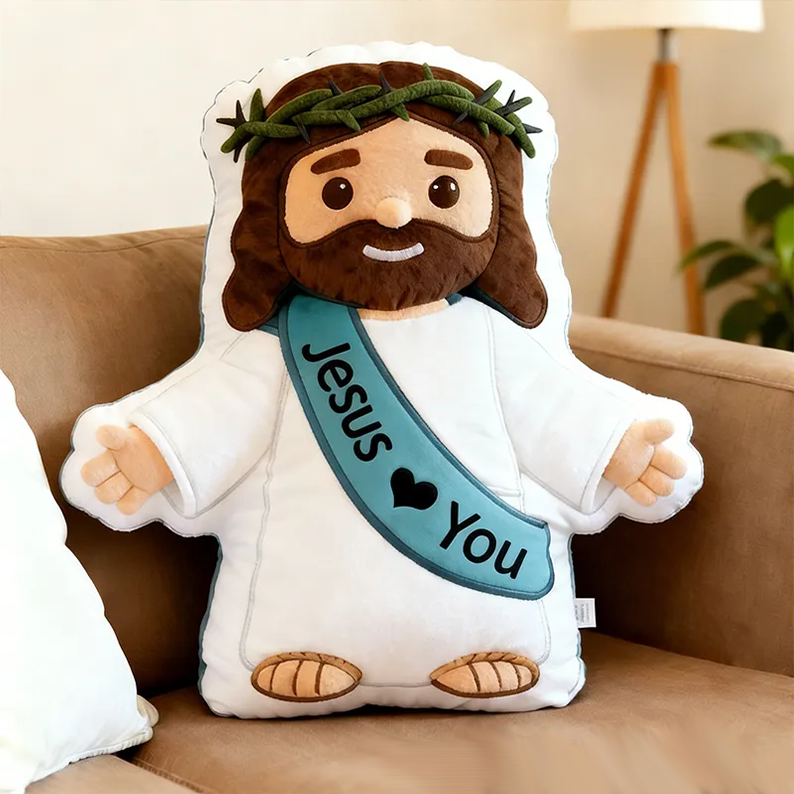 Personalized Jesus Pillow with Custom Name Home Decor Religious Gift Faith Gift for Christians