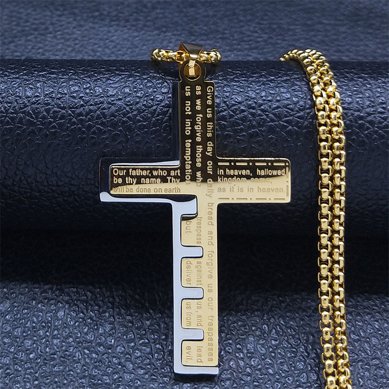 925 Silver Gold Plated Bible Cross Necklace
