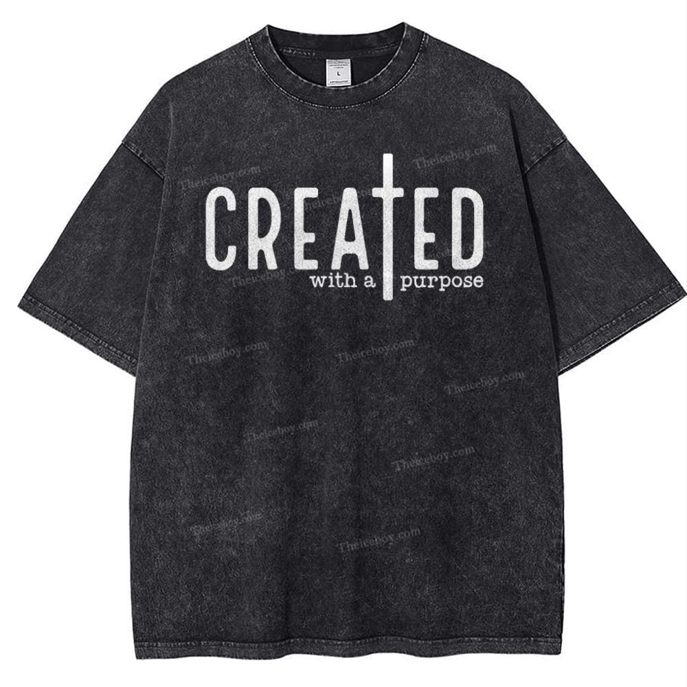 Created With A Purpose Snowflake Vintage Washed T-Shirt