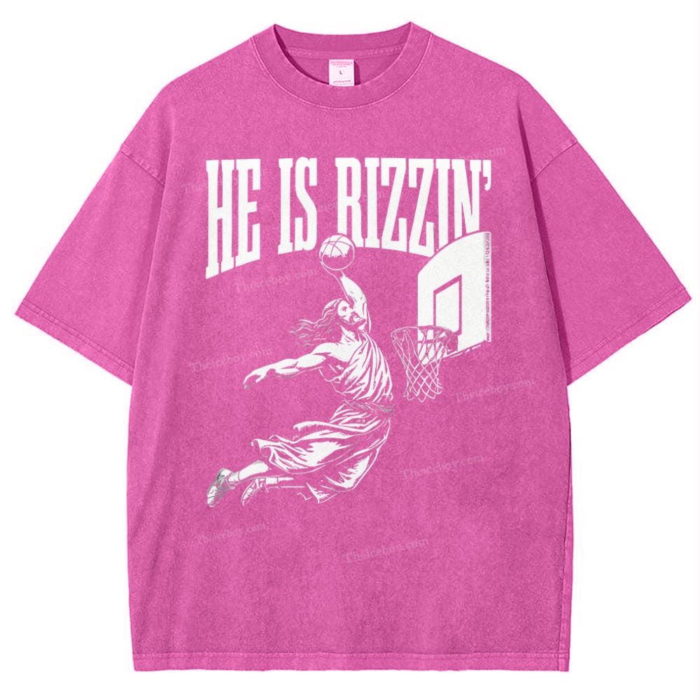 He Is Rizzin Christian Snowflake Vintage Washed T-Shirt