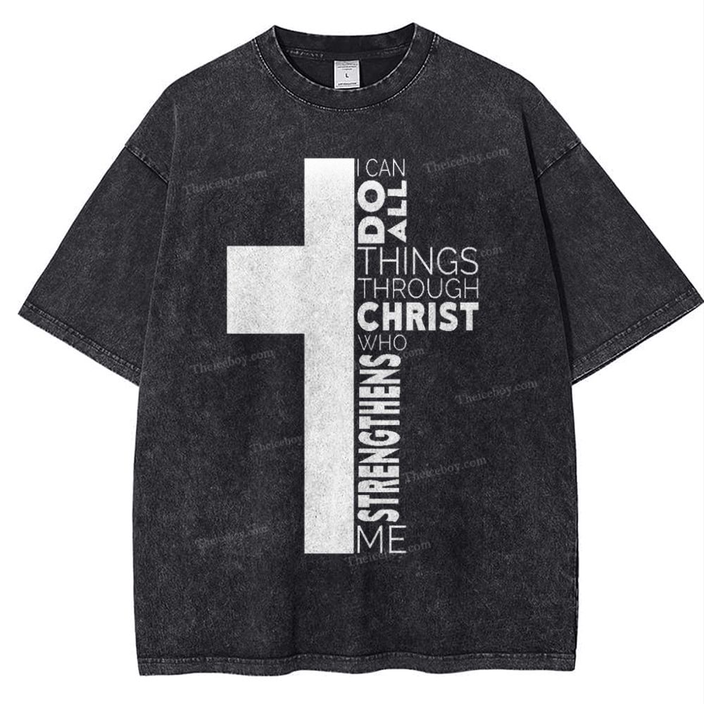I Can Do All Things Through Christ Who Strengthens Me Snowflake Vintage Washed T-Shirt