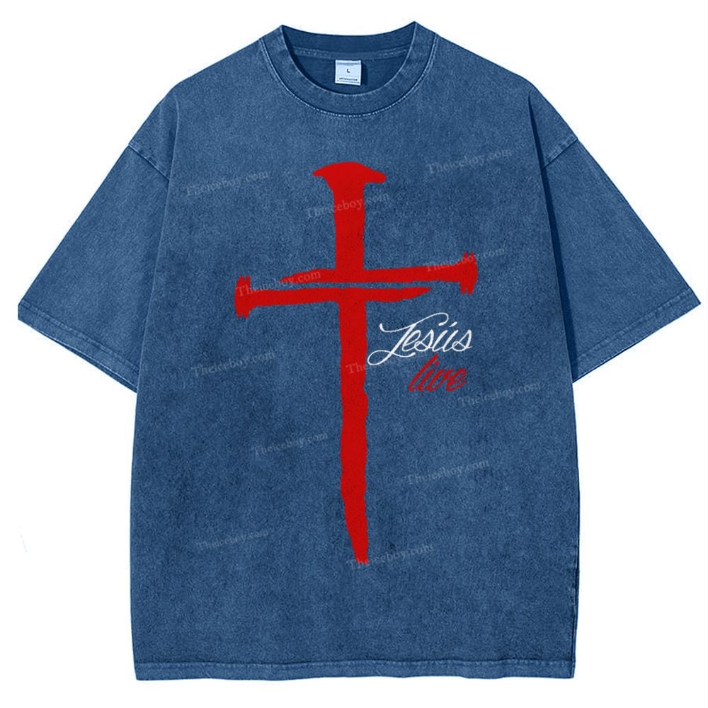 Jesus Live Snowflake Vintage Washed T-Shirt